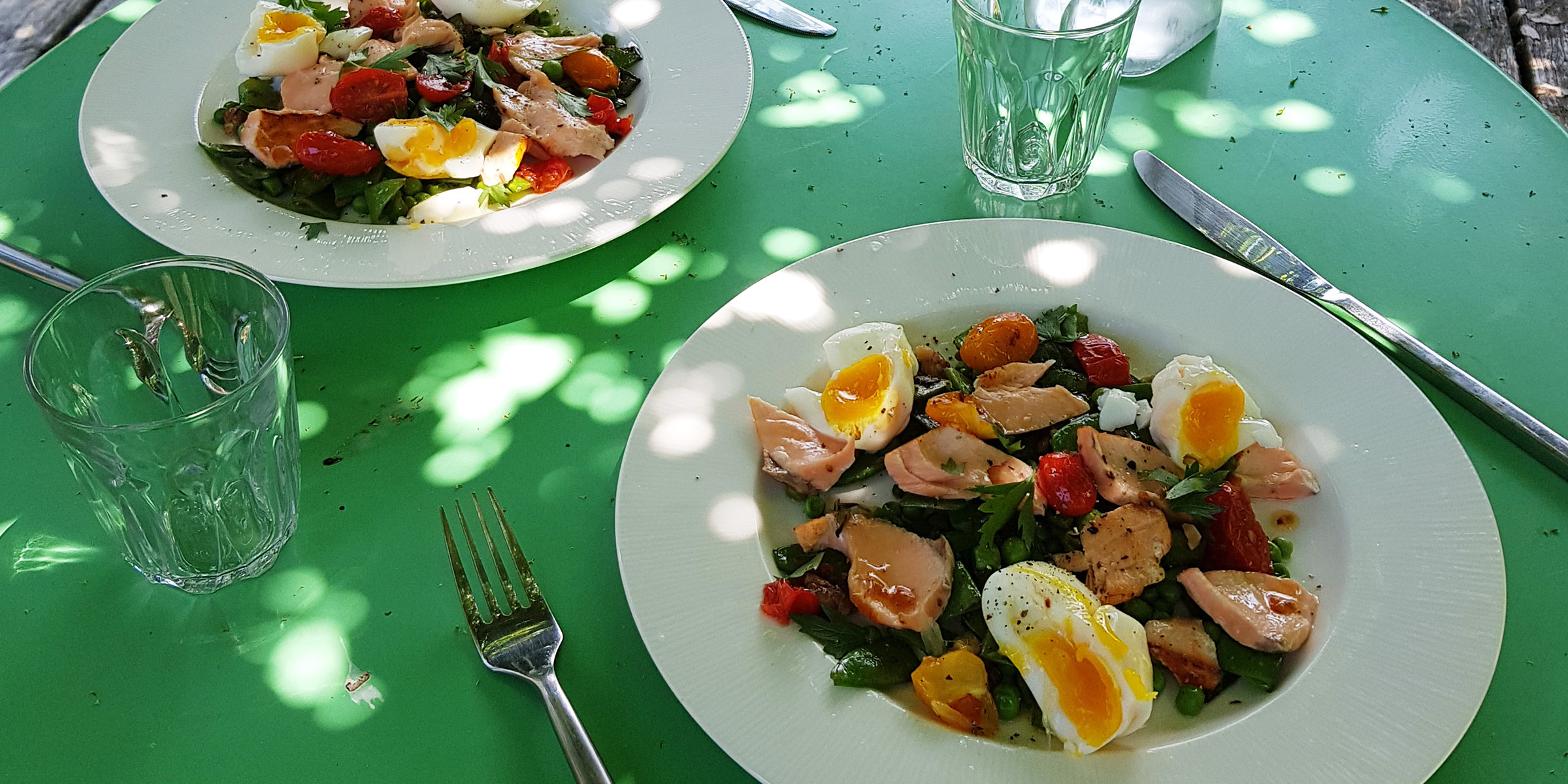 Poached salmon salad